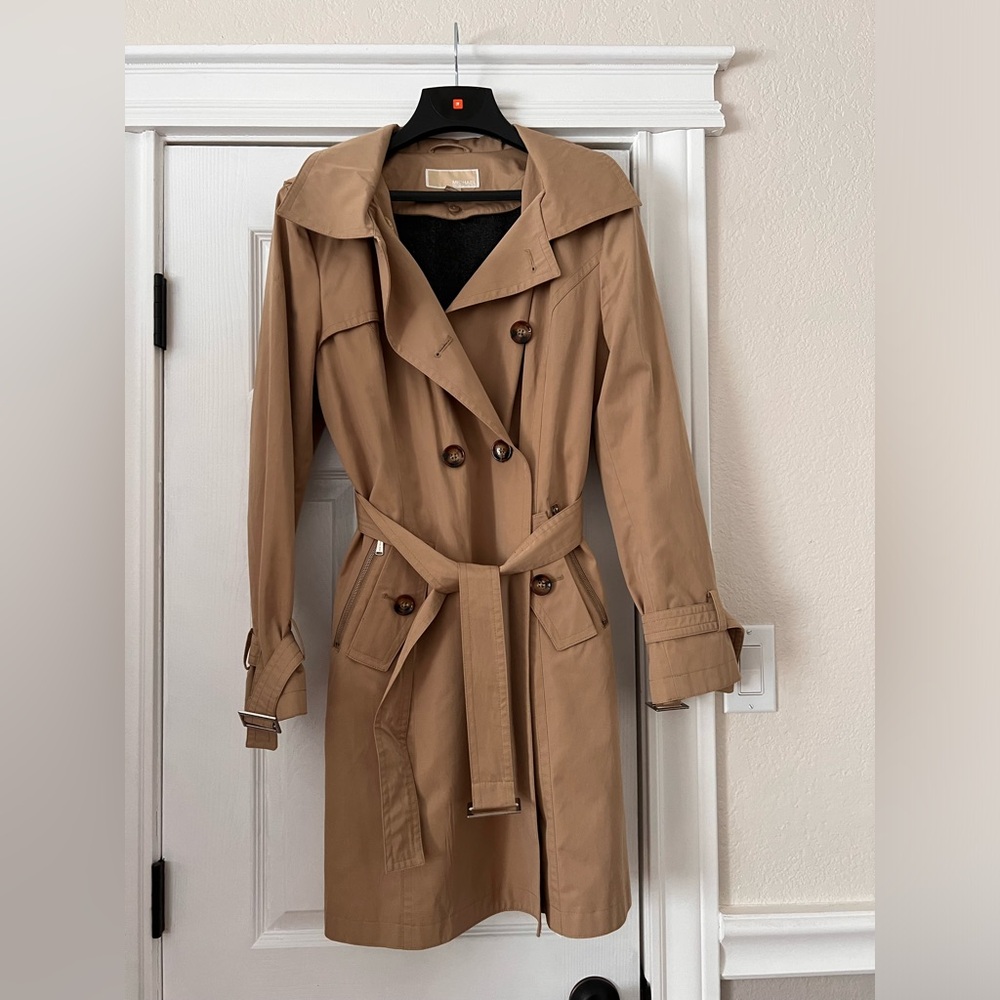 Michael Kors Trench Coat Rain Coat Tan Large